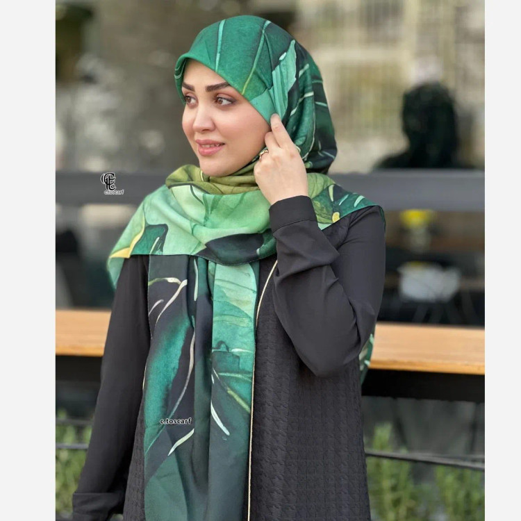 روسری نخ کاستوم طرح ضحا سایز 140 سبز