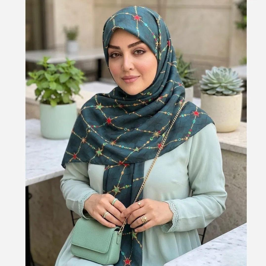 روسری نخ کاستوم طرح جواهر قواره بزرگ 140 سانتیمتر