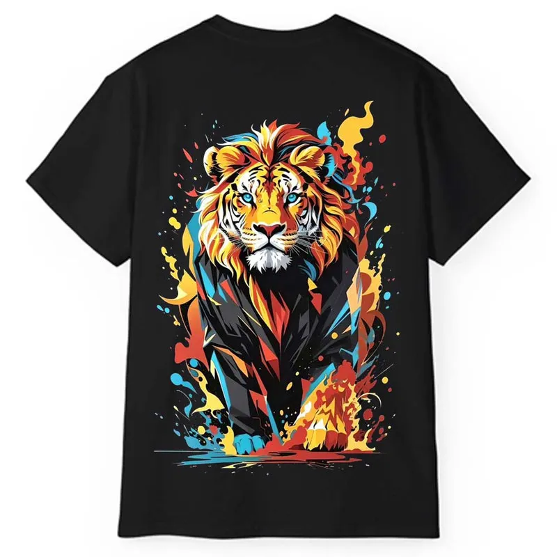 تیشرت آستین کوتاه مردانه مدل شیر جنس نخ و پلی استر