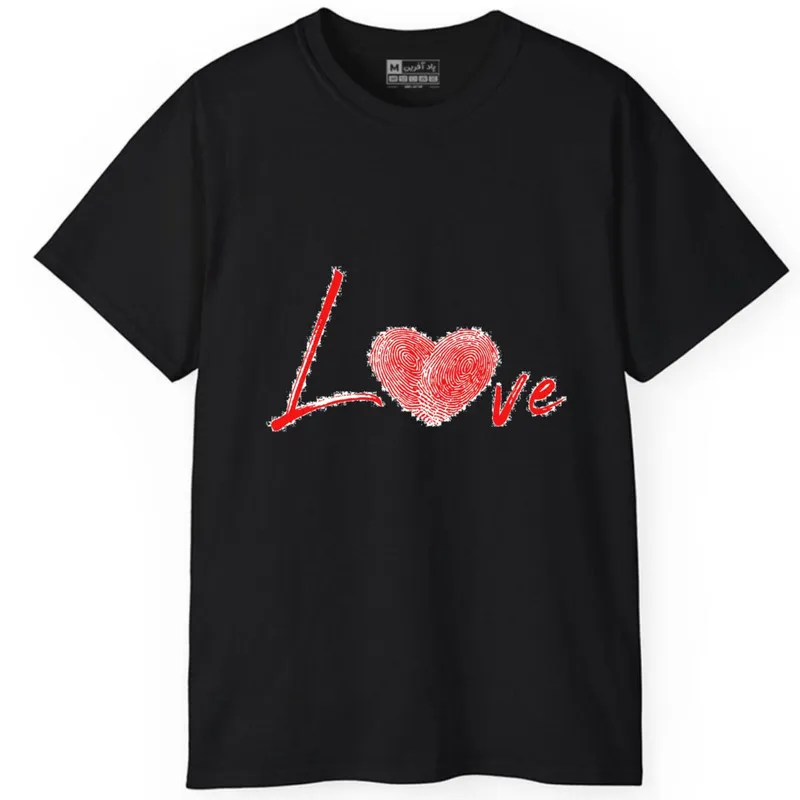 تیشرت آستین کوتاه مردانه طرح کلمه انگلیسی عشق قلب جنس نخ و پلی استر