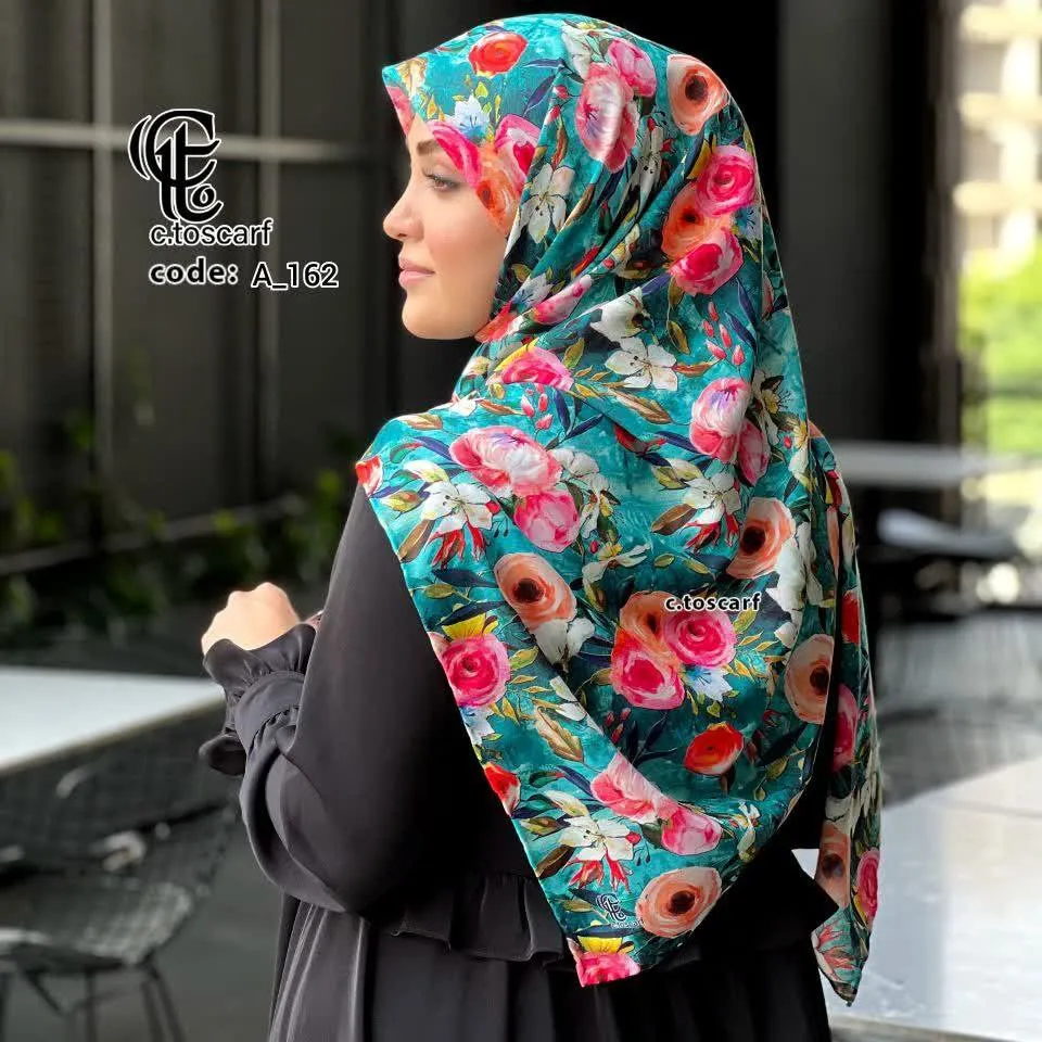 روسری نخ کاستوم طرح فلور قواره 140 بزرگ