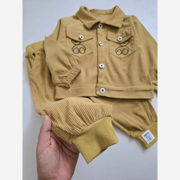 ست سه تیکه مخمل کبریتی اسپرت دخترانه و پسرانه 1 تا 5 سال و نیم