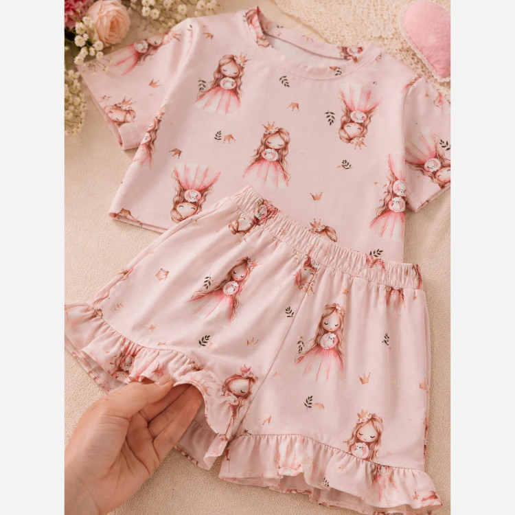 ست کراپ و شلوارک دخترانه پنبه ای خنک سایز 2 تا 9 سال