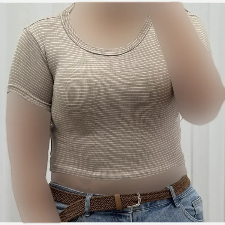 کراپ راه راه کبریتی چهارفصل زنانه دخترانه تنخور شیک سایز S M L XL XXL