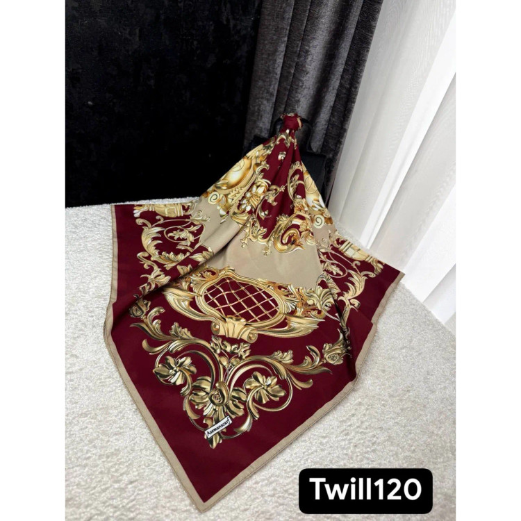 روسری ساتن ابریشم طرح رزیتا قواره 140 دور دوخت ایستایی عالی