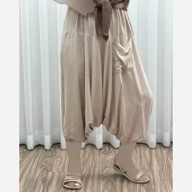شلوار تبتی نخی قواره آزاد فری سایز زنانه
